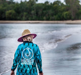 Ladies Teal Scaled Fishing Shirts